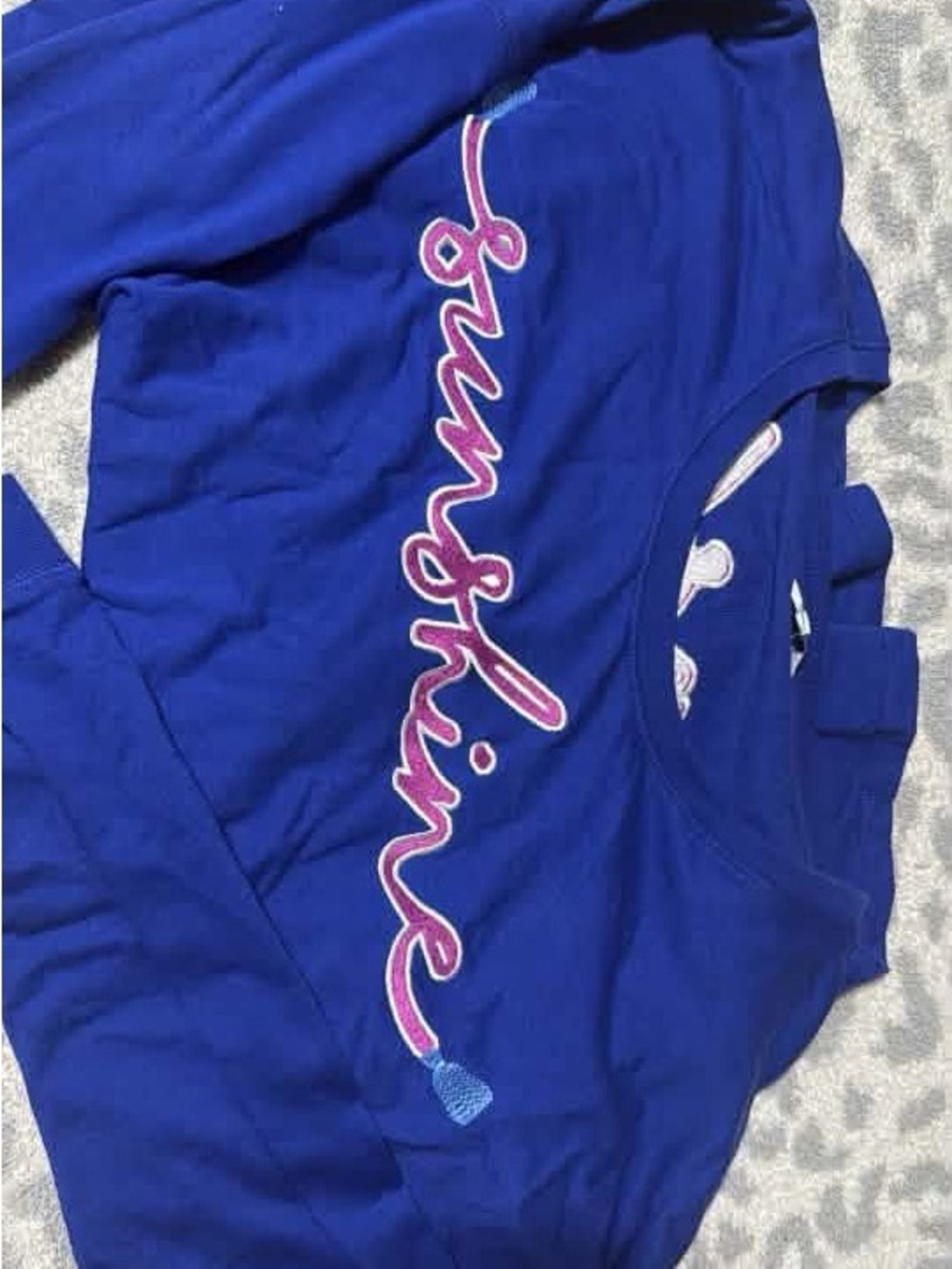 crown & ivy Royal Blue Sweatshirt with Pink Script